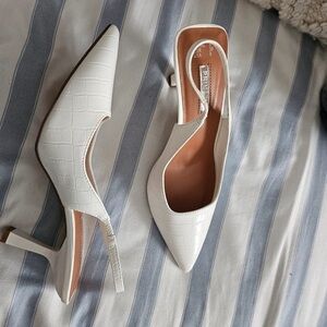 Elegant White Croc-Embossed Heels